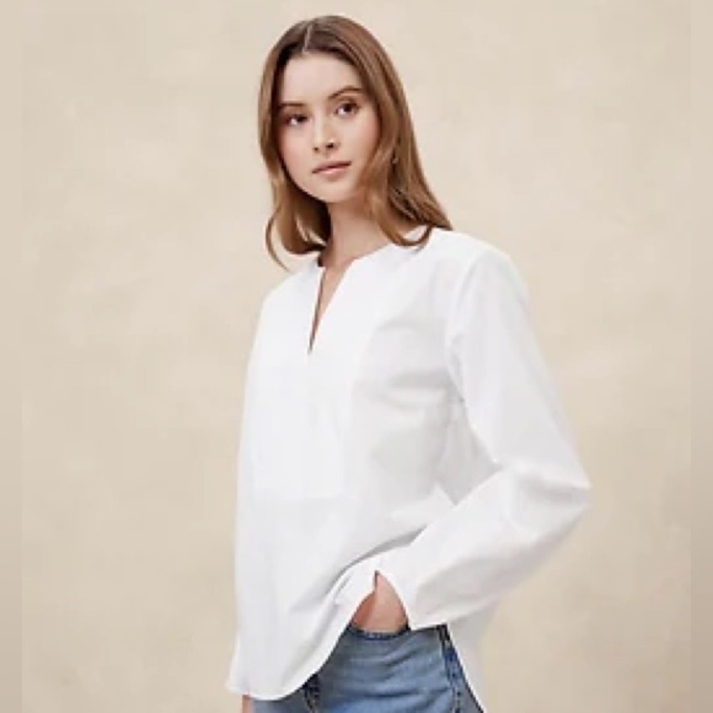 Banana Republic Poplin Bib Blouse, Size S